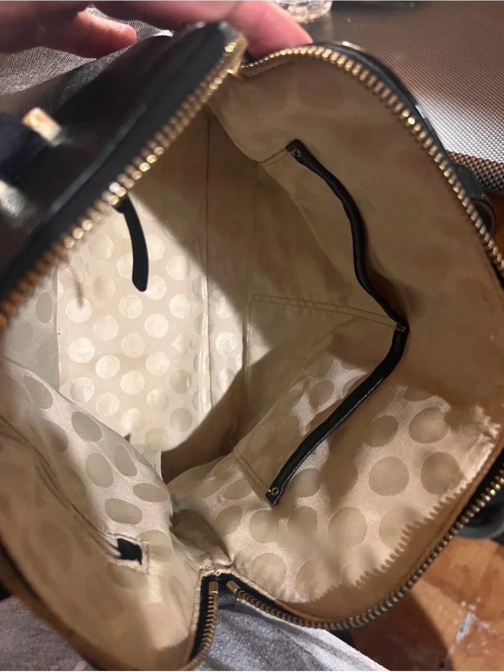 kate spade Black Saffiano Dome Satchel with Gold Hardware